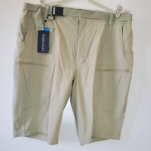 Shallowlulu Men's 40 X 12 Stretch Khaki Tactical Cargo Hiking Shorts UPF Quikdry